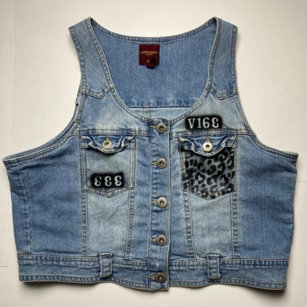 Cheetah denim vest